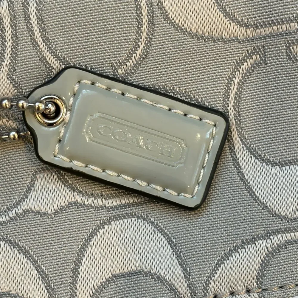 Coach Gray and Silver Classic Monogram Credit Card ID Wristlet Wallet